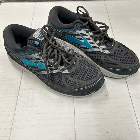 Brooks Addiction 13‎ Shoes Womens 11 WIDE gray and Turquoise EUC - Picture 1 of 9